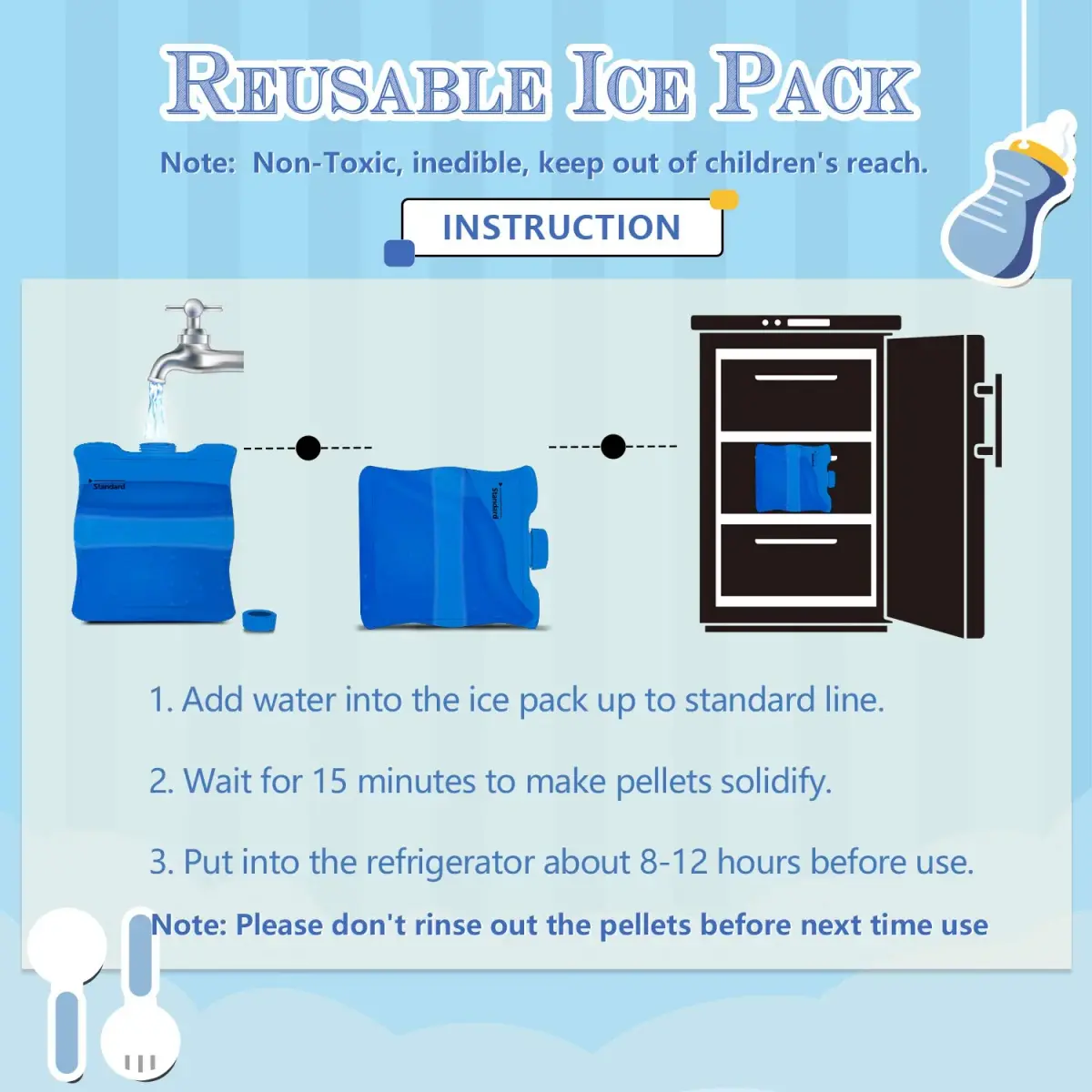 Teamoy Breastmilk Ice Pack Medium 16.8cm x 19cm x 5.4cm | BPA-Free Ice Pack for Breastmilk Storage - view 5