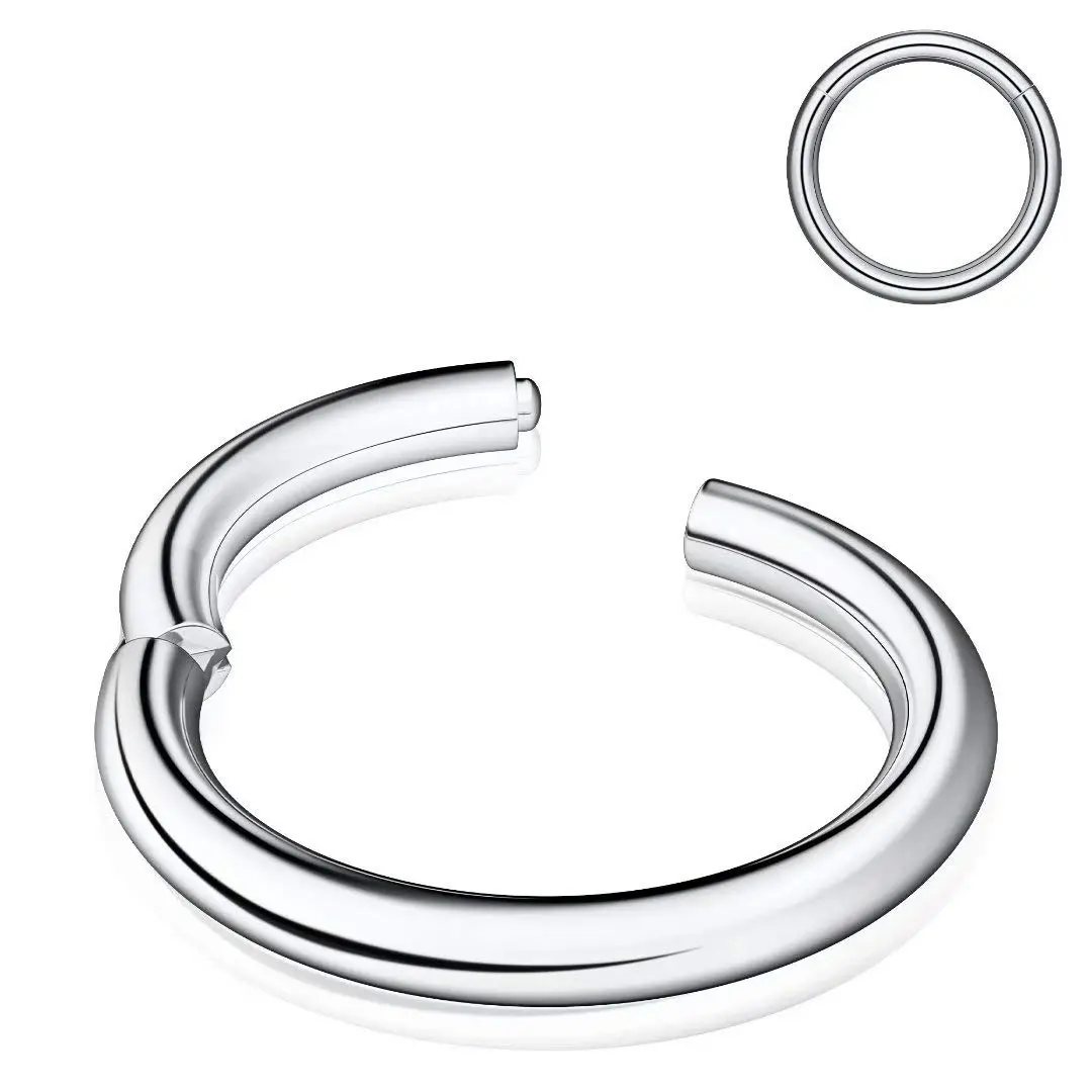 M MOOHAM Nose Rings for Women, 14g Silver Surgical Steel Hypoallergenic Hinged Small Nose Ring 14 Gauge 6mm Septum Ring Cartilage Hoop Earring Conch Piercing Jewelry for Women - main product image