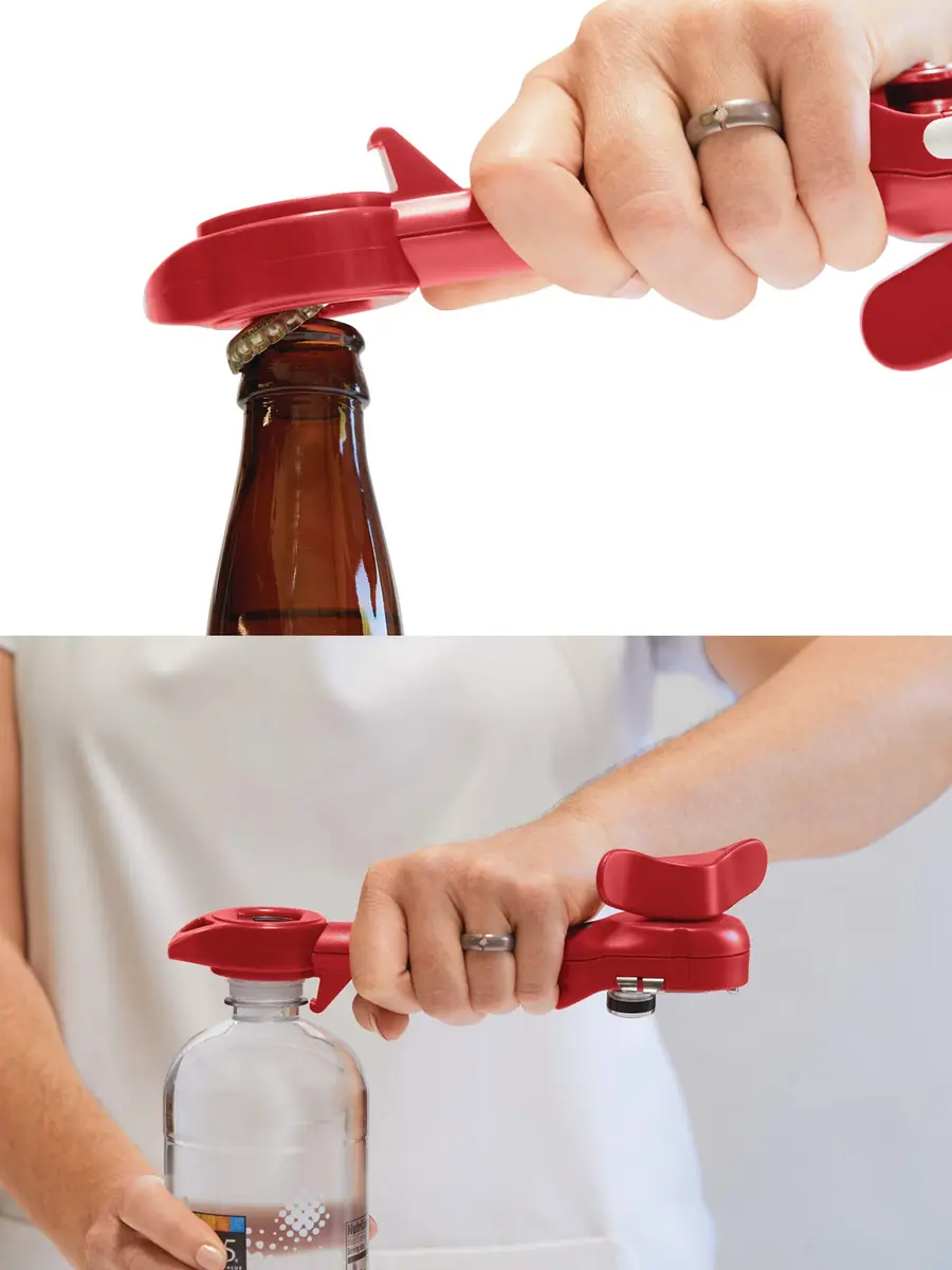 Kuhn Rikon 5-in-1 Auto Safety Master Opener for Cans, Bottles and Jars, White, 9 x 2.75 inches | Swiss Precision Kitchen Gadget - view 5