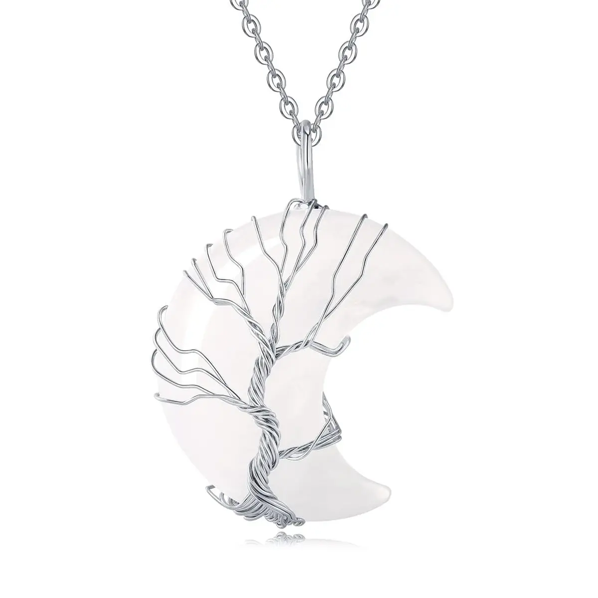 XIANNVXI Clear Quartz Necklace for Women Crescent Moon Pendant | Healing Crystal Jewelry, 60cm Chain - main product image
