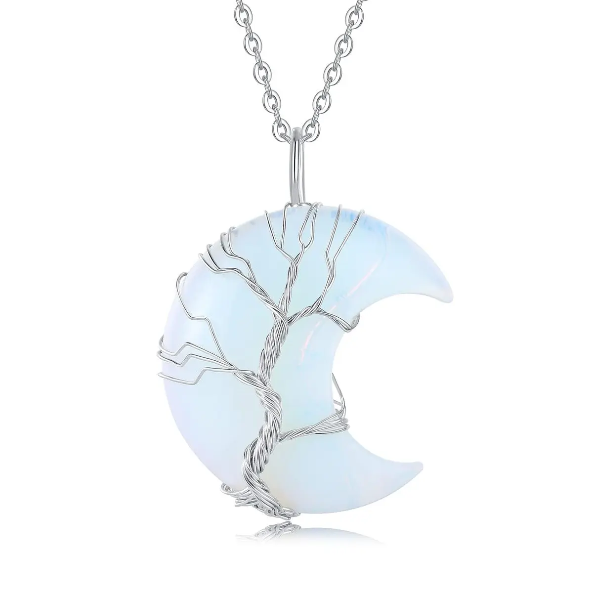 XIANNVXI Opal Necklace for Women Crescent Moon | Healing Crystal Pendant, 60cm Chain - main product image