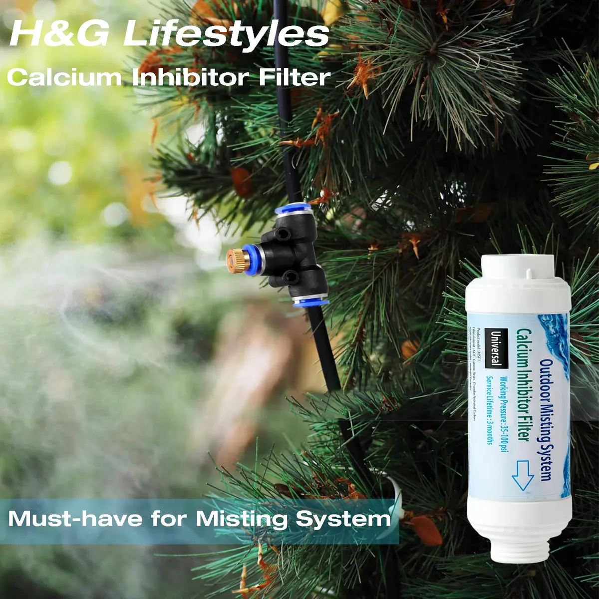 H&G lifestyles Calcium Inhibitor Filter for Misting System 254 g (9 oz) Pack of 4 | Protects Nozzles & Improves Water Flow - view 8