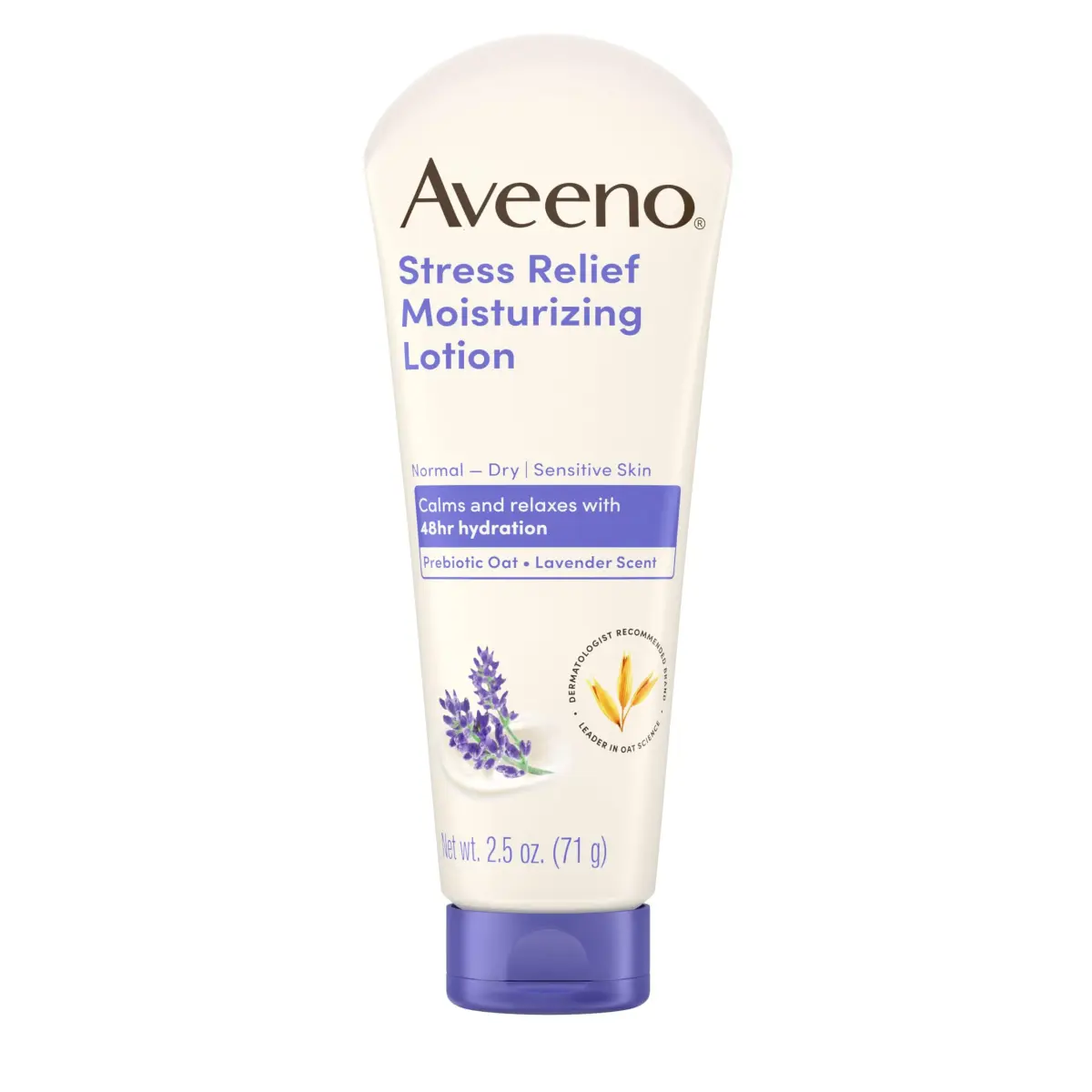 Aveeno Stress Relief Moisturizing Body Lotion Lavender Scent 75ml (2.5 Fl Oz) | Calms & Relaxes Skin with Prebiotic Oat - main product image