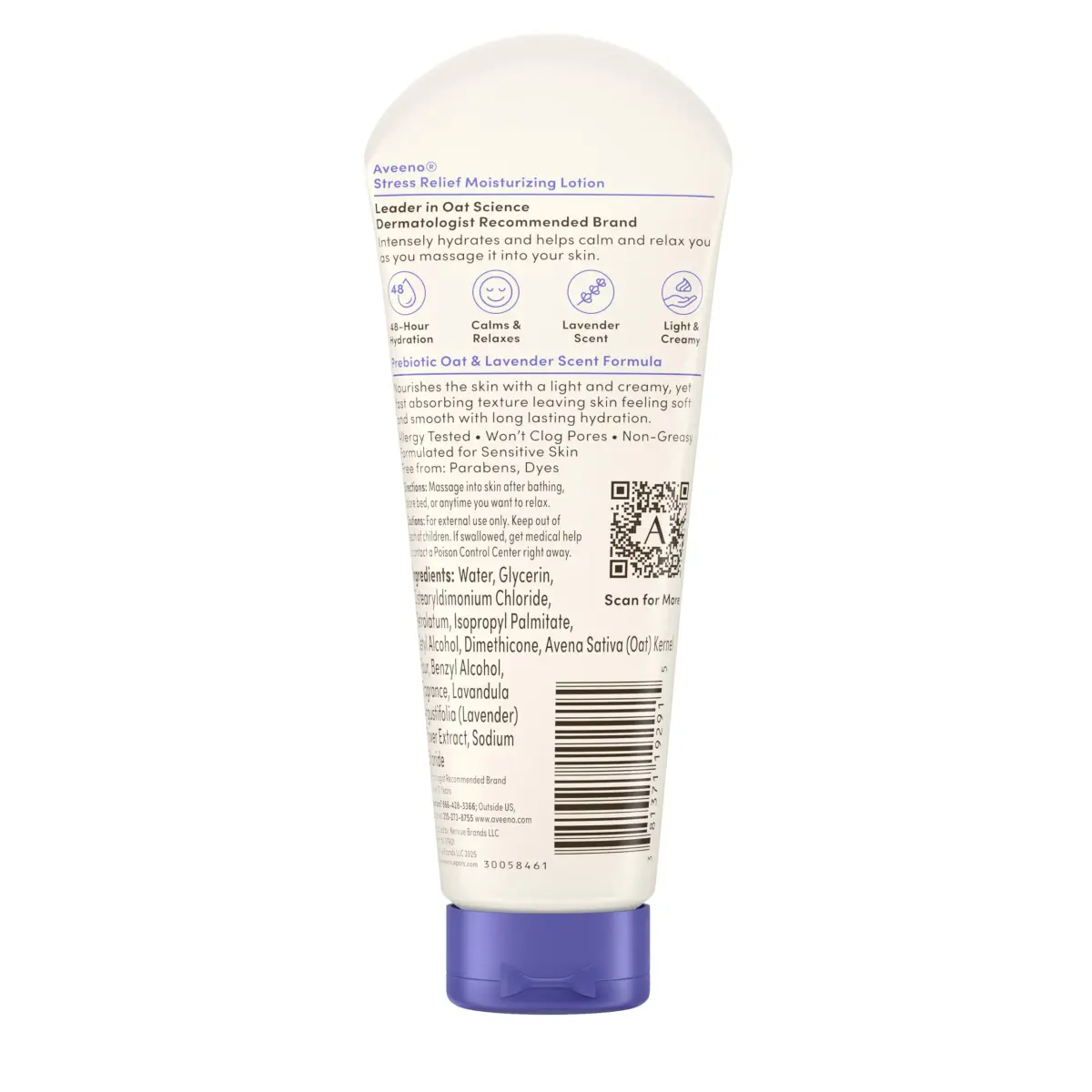 Aveeno Stress Relief Moisturizing Body Lotion Lavender Scent 75ml (2.5 Fl Oz) | Calms & Relaxes Skin with Prebiotic Oat - view 7