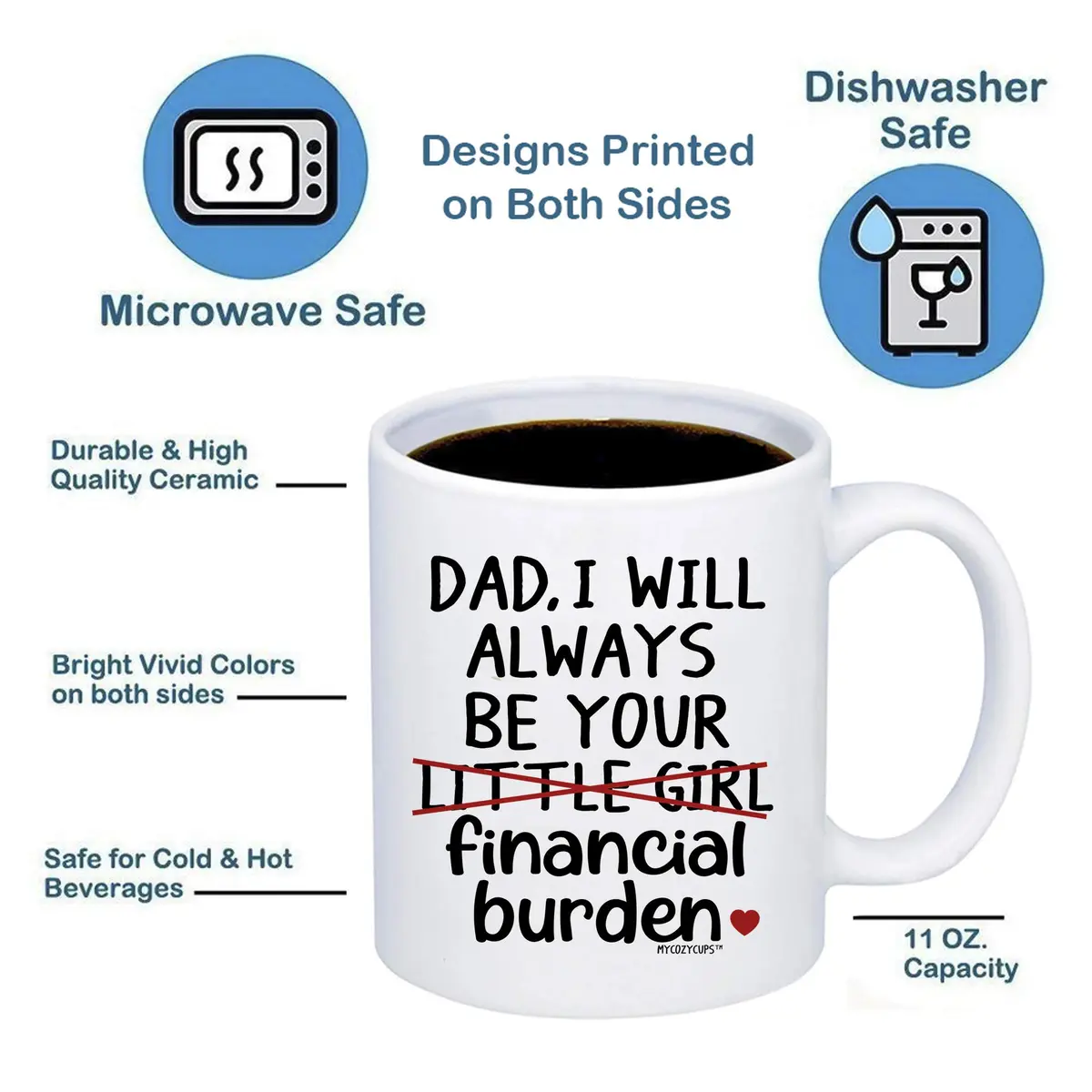 MyCozyCups Father's Day Mug For Dad From Daughter | Funny 11oz Gift for Dad in India - view 3