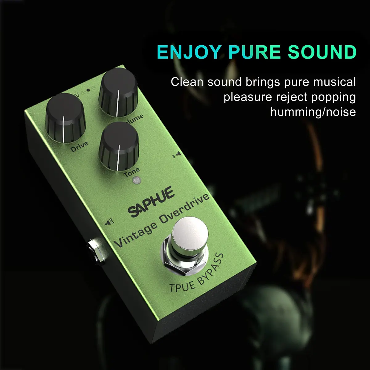 SAPHUE Vintage Overdrive Guitar Effects Pedal 9V | Classic Tube Screamer Tone, True Bypass, Compact Metal Shell - view 3