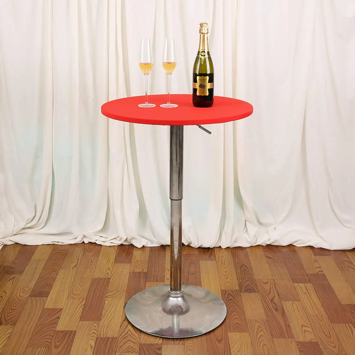 JISEN 30 Inch Red Round Stretchable Tablecloth | Fitted Elastic Cover for Elegant Events - view 3