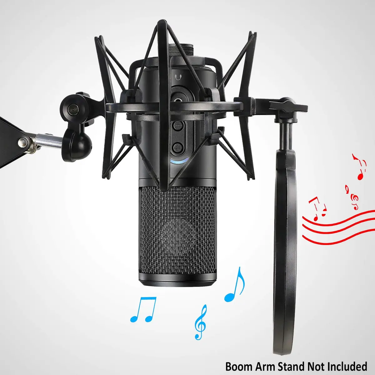 YOUSHARES Shock Mount with Pop Filter & Windscreen for Audio-Technica ATR2500X/ATR2500 USB Mics | Reduces Vibration Noise - view 4