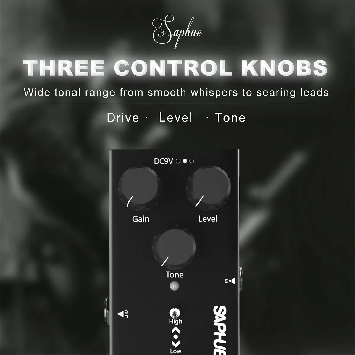 SAPHUE Ultimate Drive Guitar Effects Pedal Gain/Level/Tone Knob 9V | Classic Rock Tone, True Bypass, Compact Metal Shell - view 2
