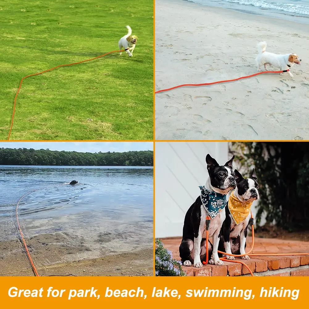 Vivifying Floating Long Dog Leash 6.1m (20ft) Orange | Durable Training Leash for Recall & Swimming - view 9