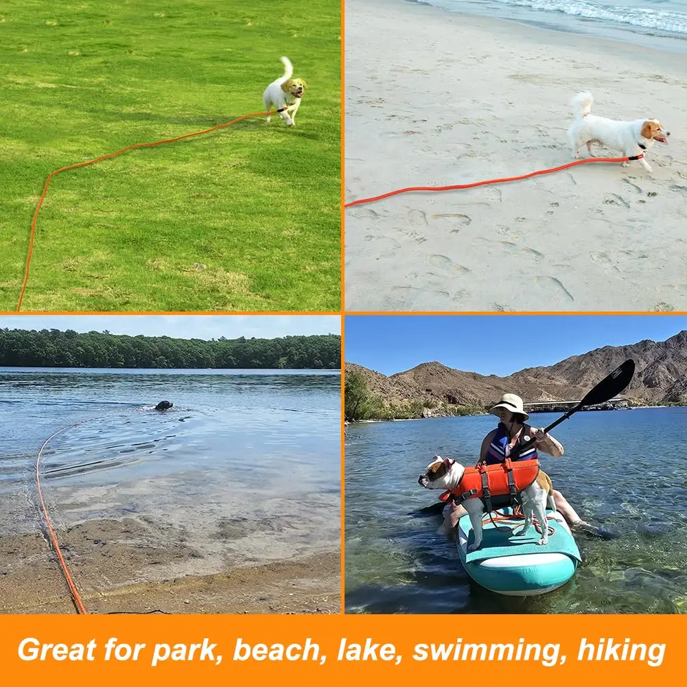 Vivifying Orange Floating Dog Training Leash 10m (32ft) | Durable Rope Lead with Padded Handle - view 5
