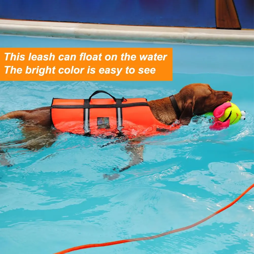 Vivifying Orange Floating Dog Training Leash 10m (32ft) | Durable Rope Lead with Padded Handle - view 2