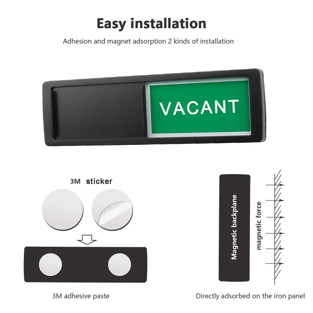 LoYinLo Vacant Occupied Privacy Sign 7'' x 2'' | Slider Door Indicator for Home & Office - view 3