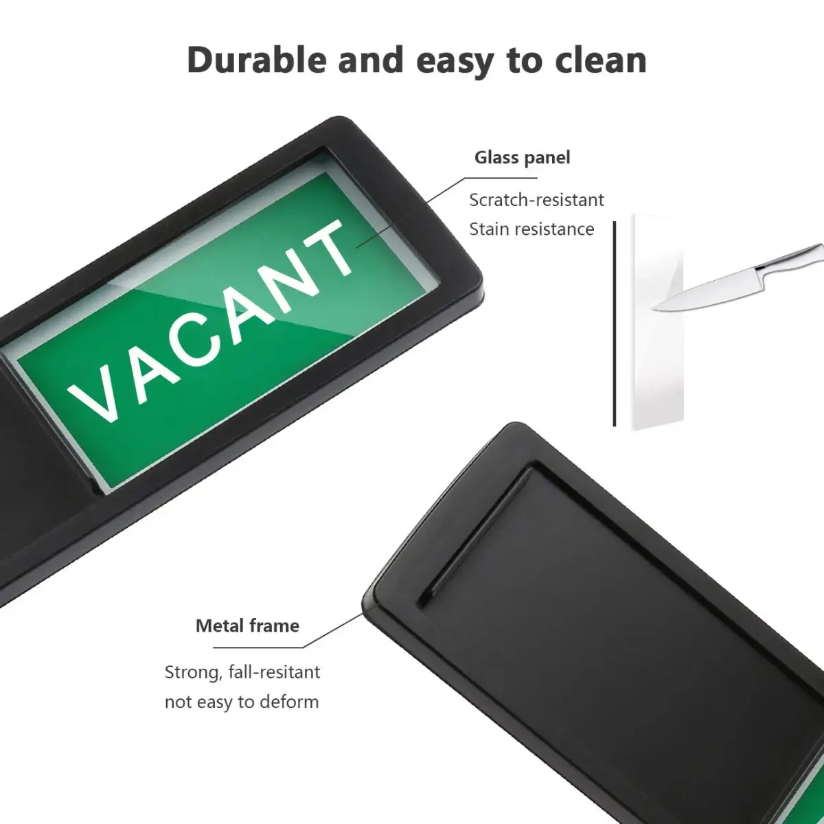 LoYinLo Vacant Occupied Sliding Door Sign - Black, 18cm x 5cm - view 4
