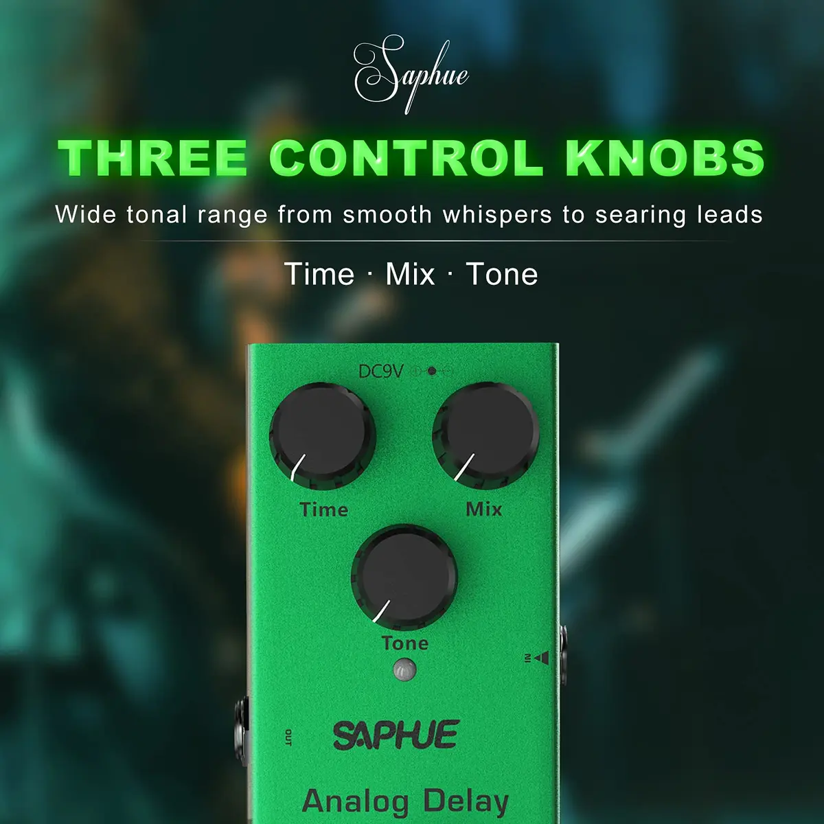 SAPHUE Analog Delay Guitar Effects Pedal Dark Green | True Bypass Mini Pedal for Electric Guitar - view 2