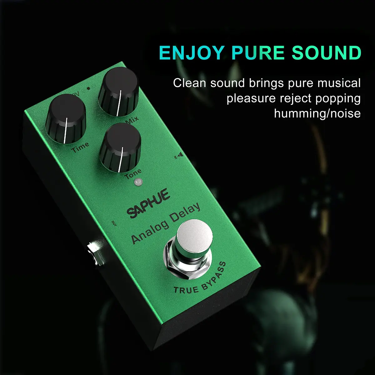SAPHUE Analog Delay Guitar Effects Pedal Dark Green | True Bypass Mini Pedal for Electric Guitar - view 3