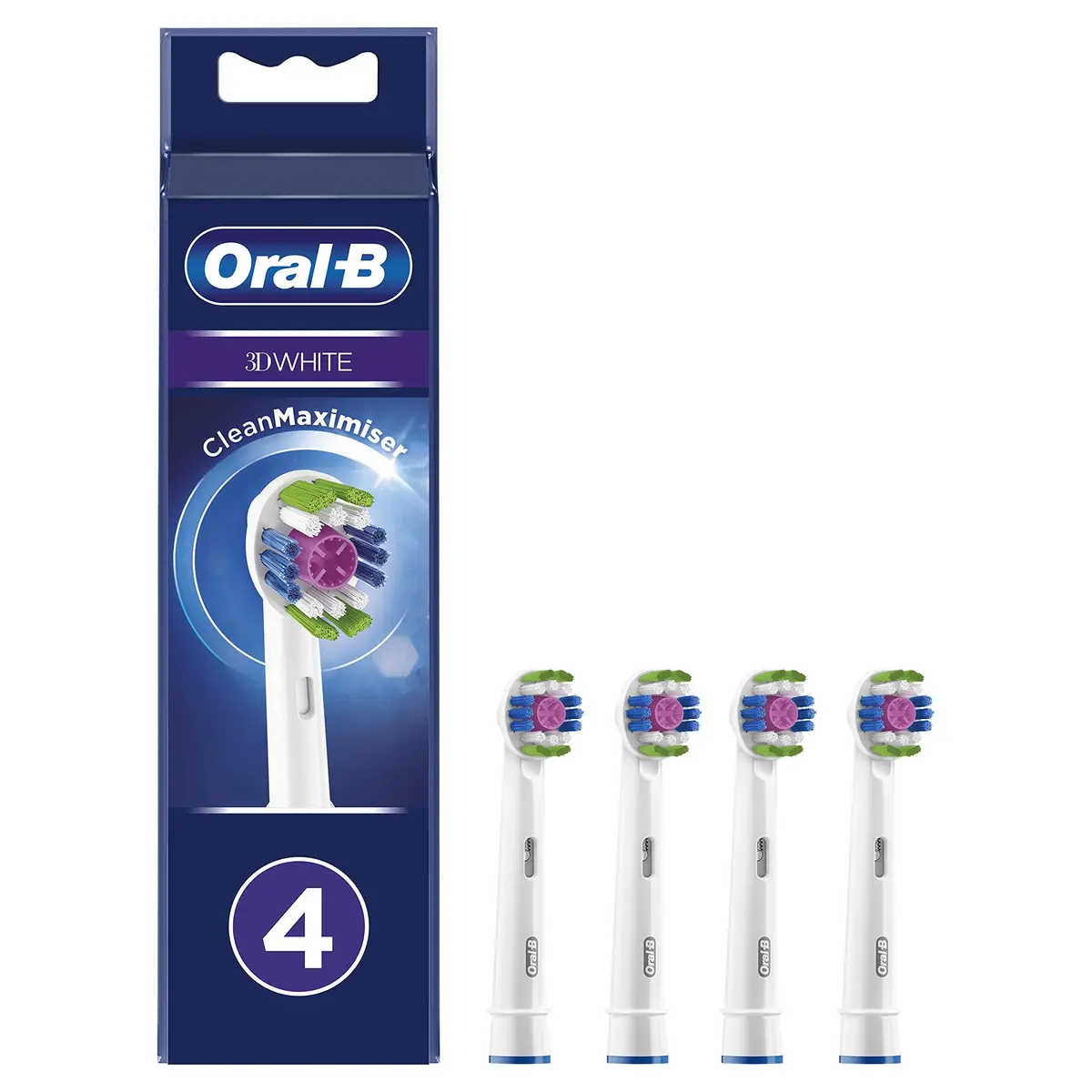 Oral-B 3D White Electric Toothbrush Head Replacement 4 Count | Whitens Teeth from Day 1 - main product image