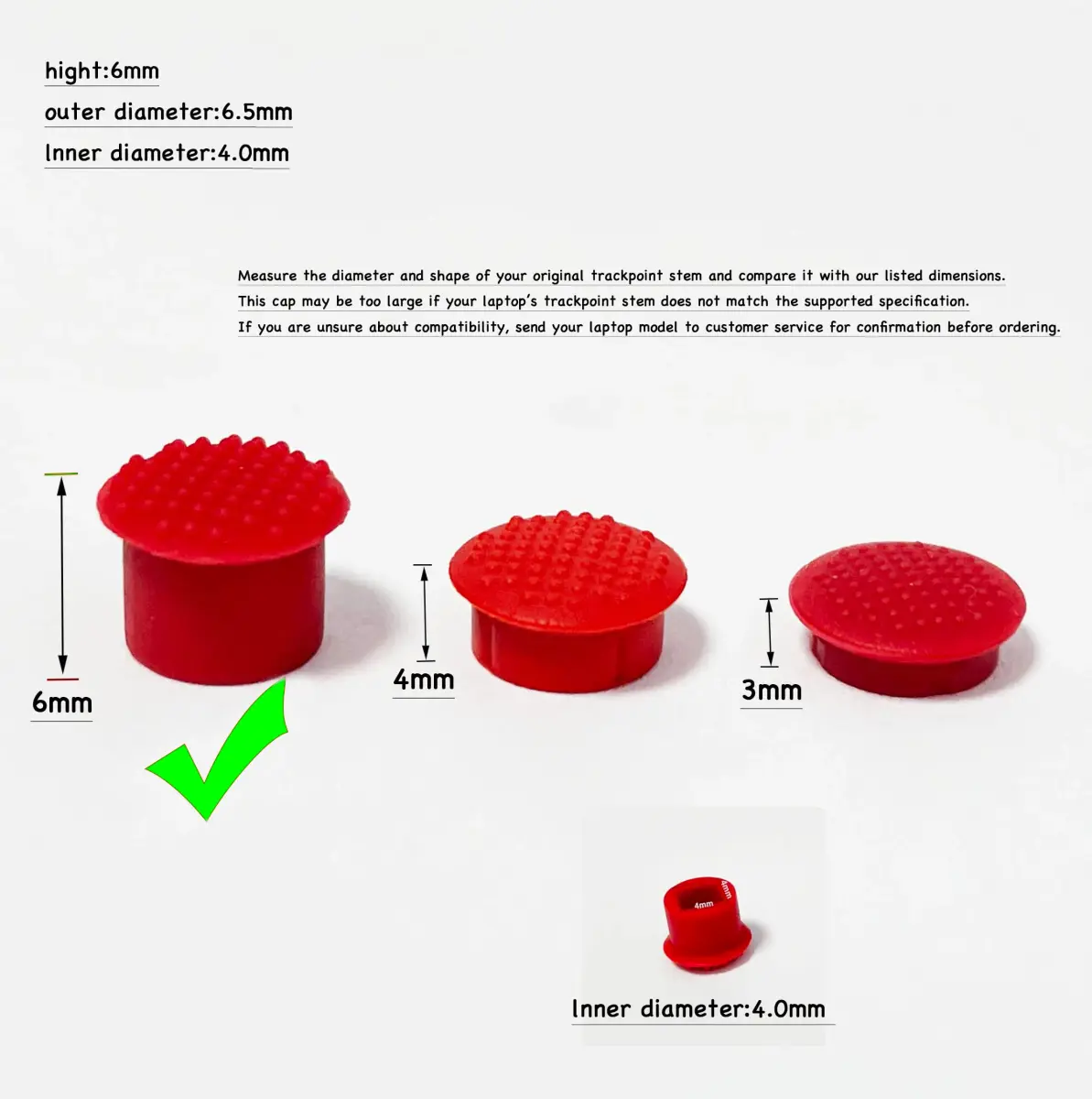 nbparts Red 5pcs TrackPoint Keyboard Mouse Cap Soft Dome for Lenovo ThinkPad Laptops | Fits T420 and Older Models - view 3