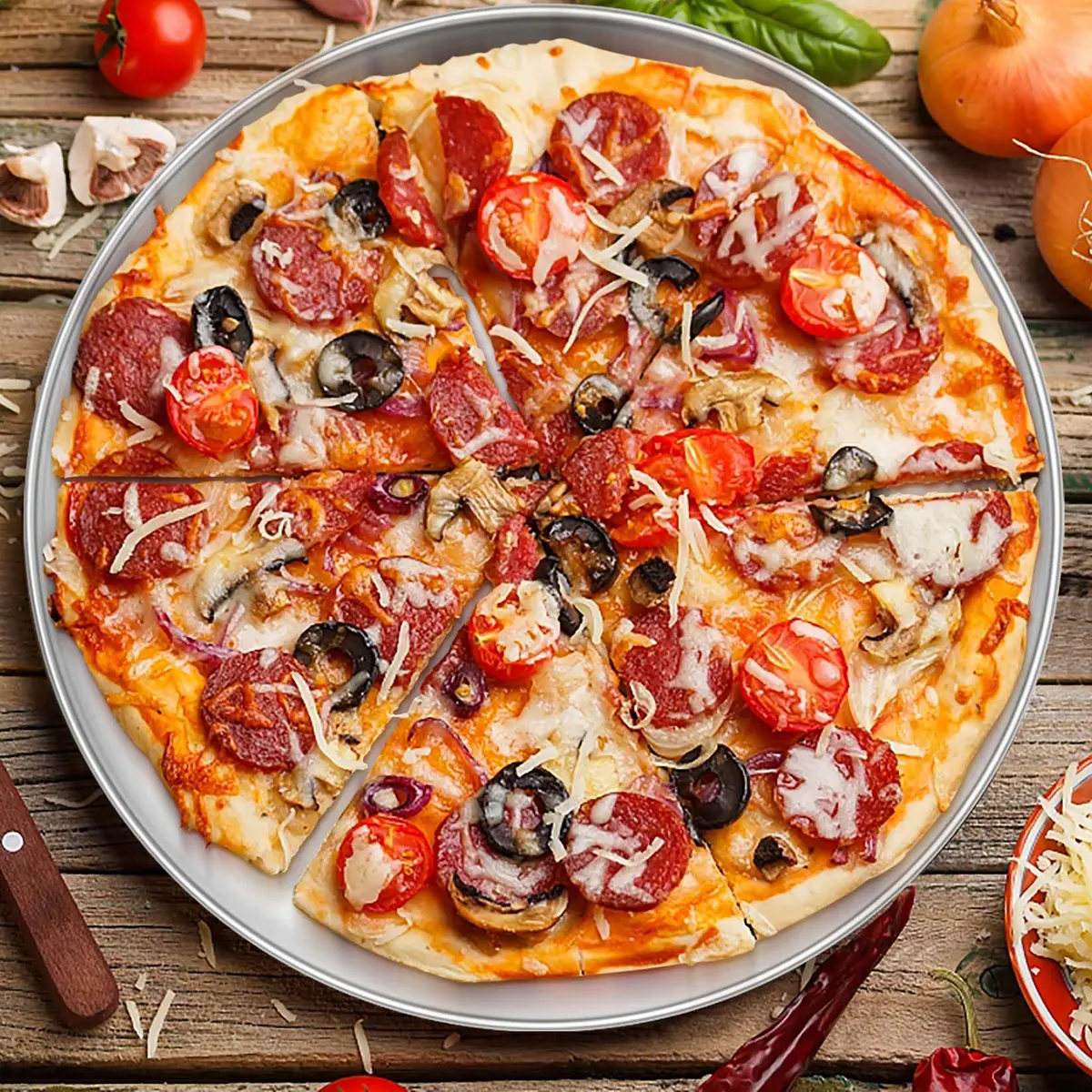 P&P CHEF 13.5 Inch Pizza Pan, Stainless Steel Baking Tray for Pizza, Silver - view 6