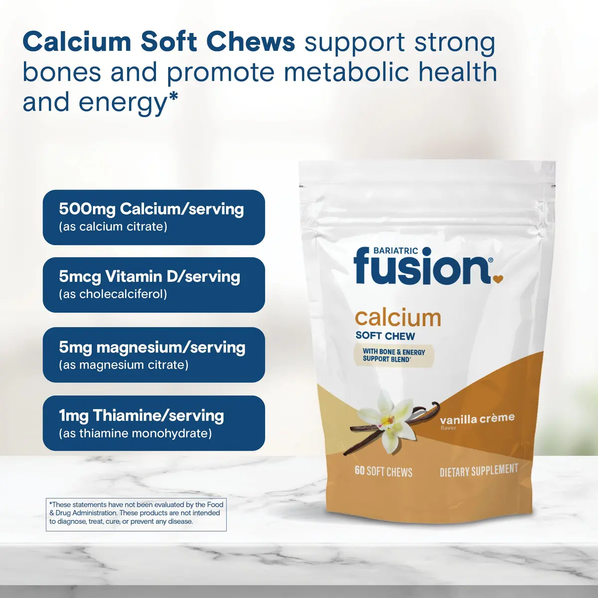 Bariatric Fusion Calcium Soft Chews, Vanilla, 60 Count | Supports Bone & Energy - view 5