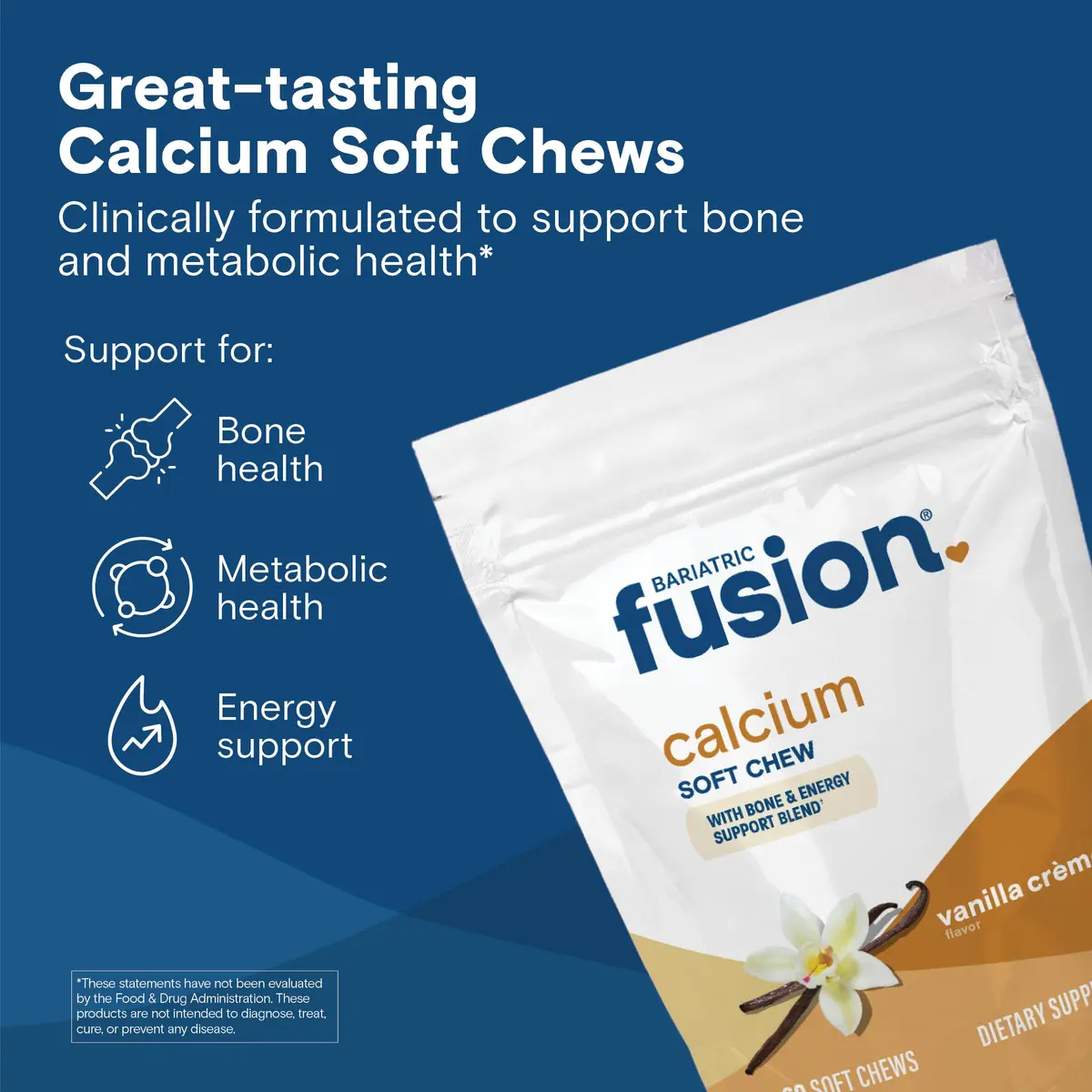 Bariatric Fusion Calcium Soft Chews, Vanilla, 60 Count | Supports Bone & Energy - view 2