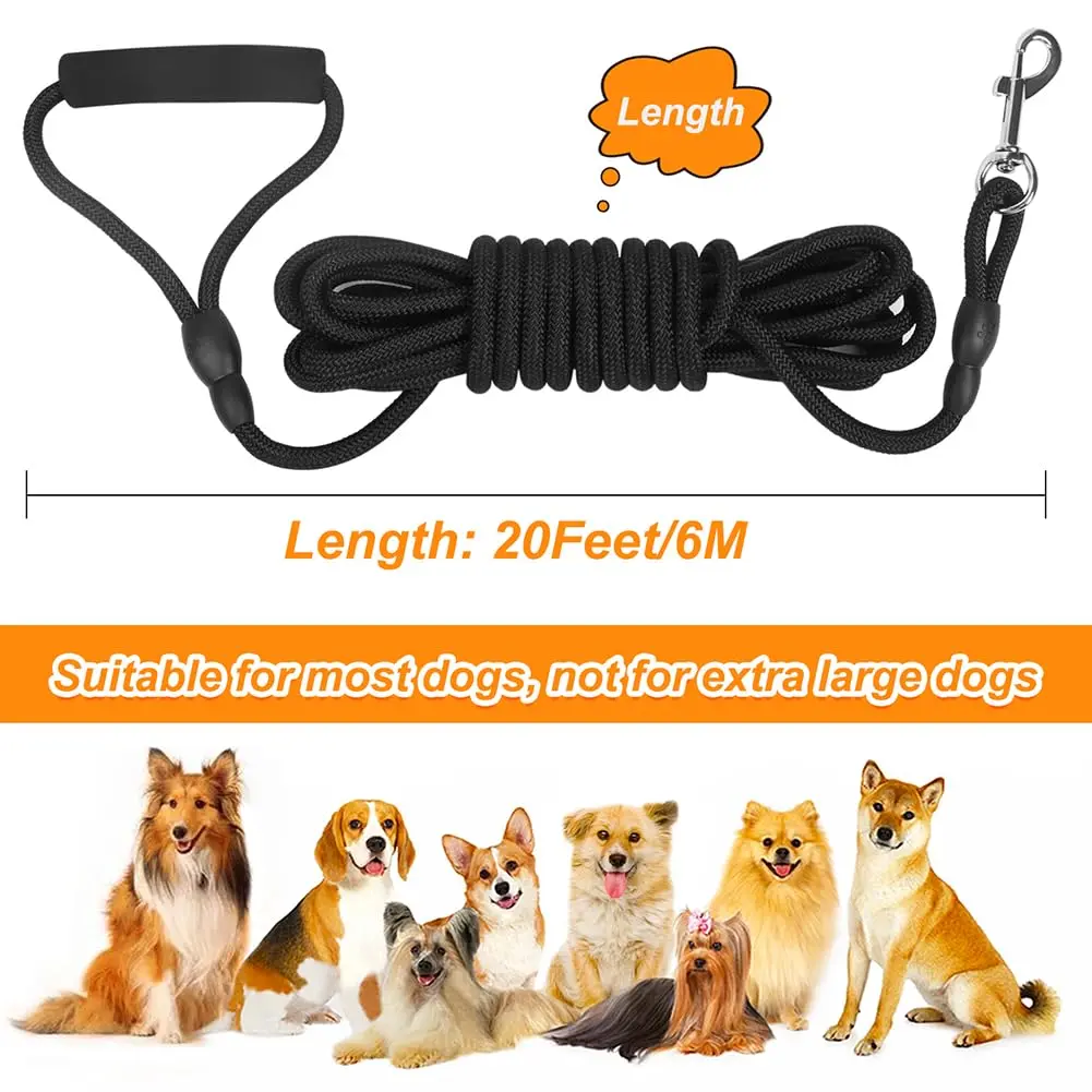 Vivifying 6m (20ft) Floating Dog Check Cord Leash | Durable Polypropylene Rope with Padded Handle & 360° Swivel Clasp - view 6