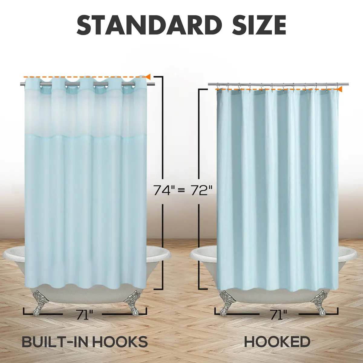 River Dream Blue Slub Textured Shower Curtain Set with Snap-in PEVA Liner & Sheer Window, 180cm x 188cm (71"W x 74"L) - view 6