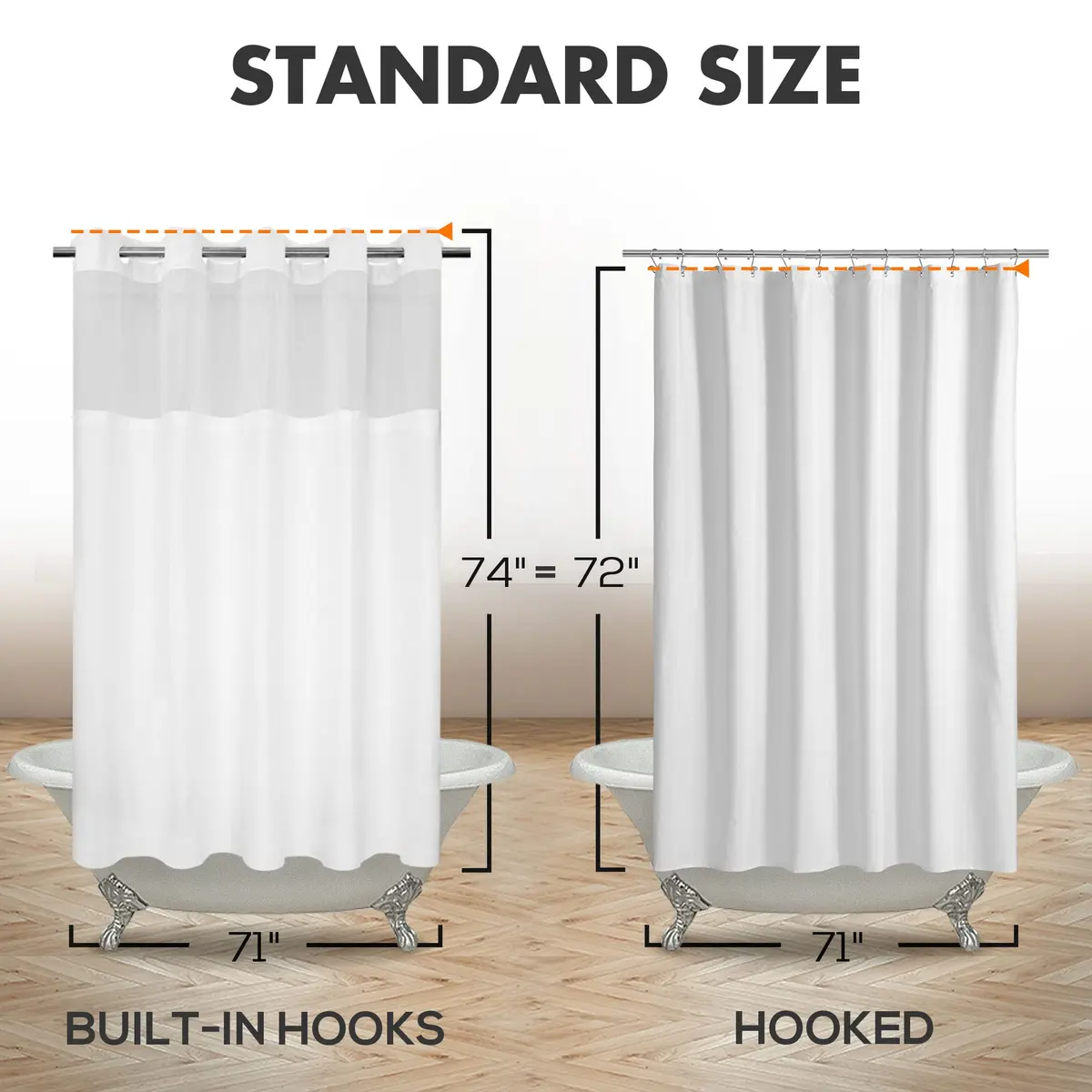 River Dream No Hook Shower Curtain with Snap-in Liner Set, White, 71x74 - view 6