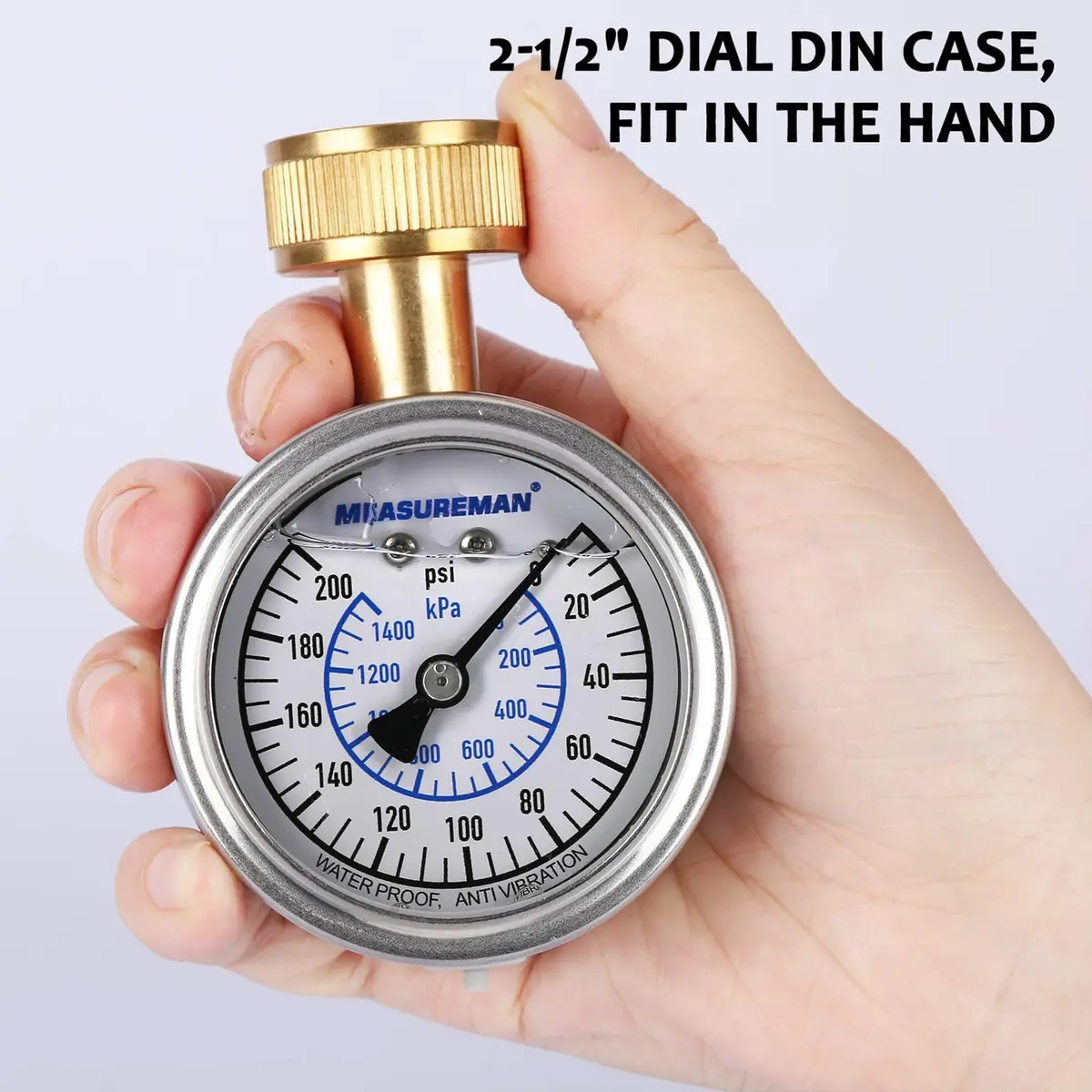 MEASUREMAN 2-1/2" Glycerin Filled Stainless Steel Pressure Gauge, 0-200 psi/kpa | Water & Industrial Use - view 7