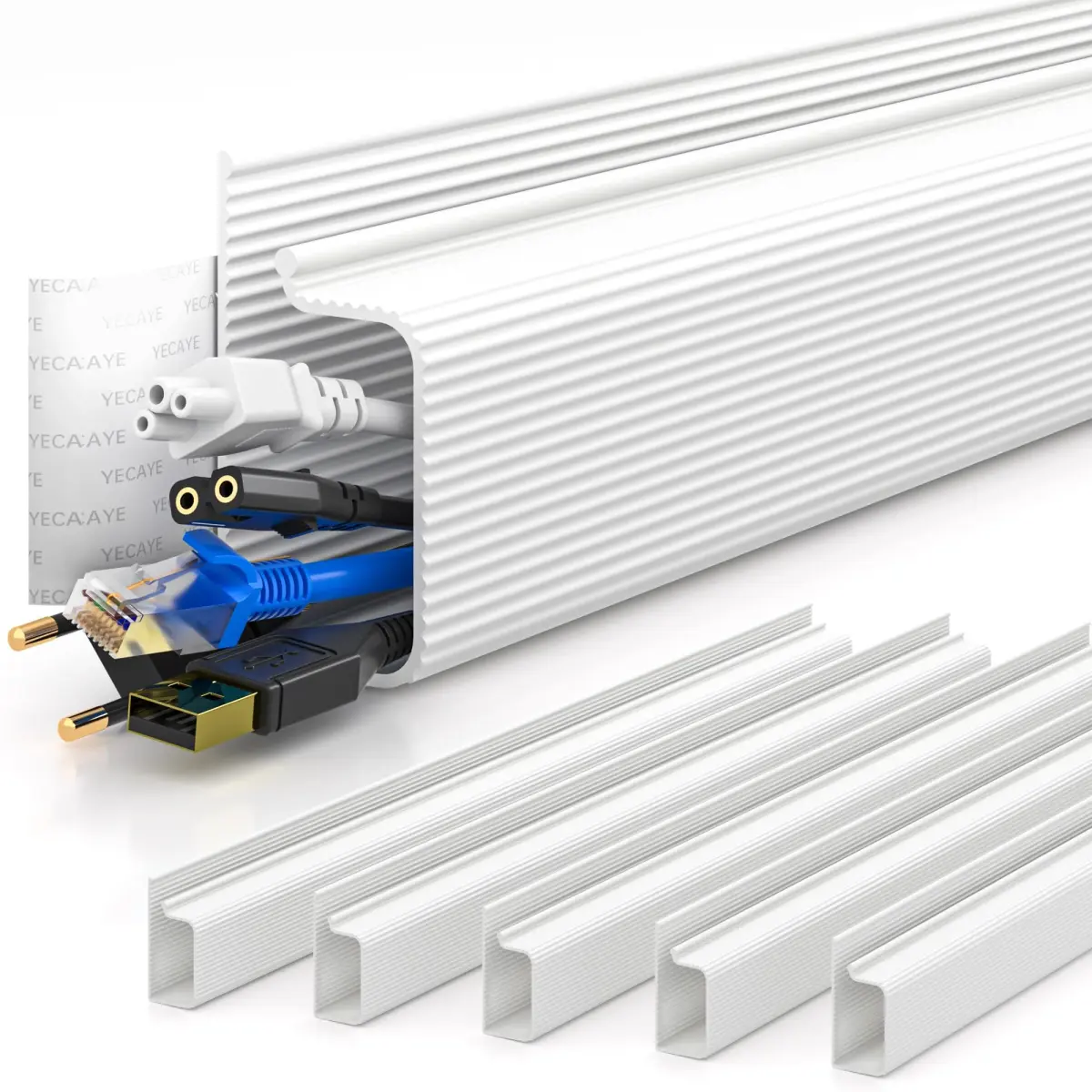 YECAYE White Cable Management Under Desk Kit | 2.4m (94.2 in) Total Length - main product image