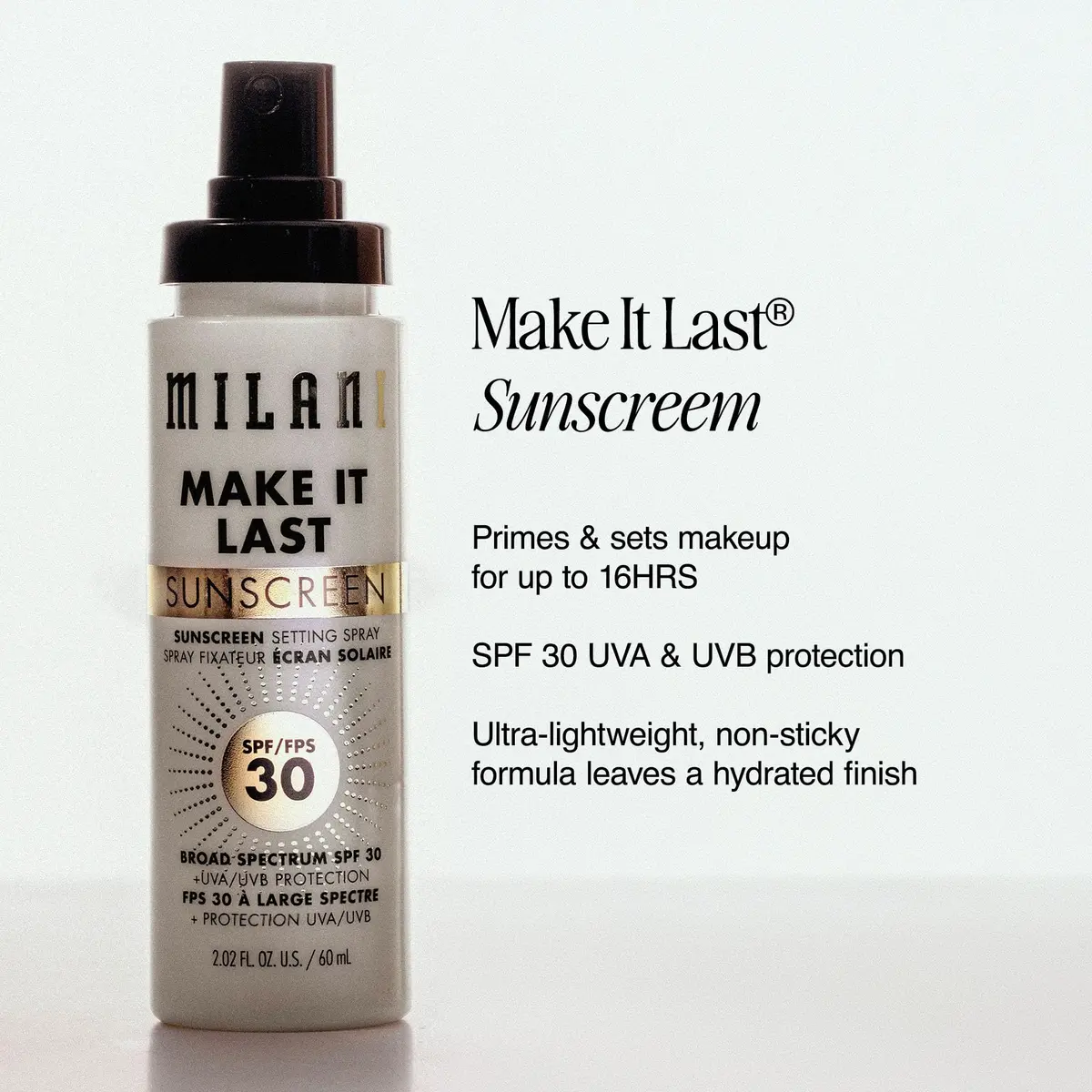 Milani Make It Last Sunscreen Setting Spray SPF 30, 2 Fl Oz (59 ml) | Locks Makeup & Protects Skin - view 3