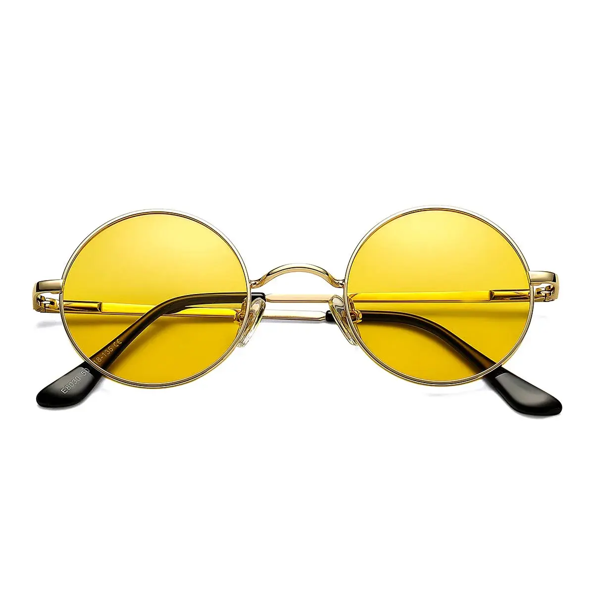 Pro Acme D3 Gold Frame/Transparent Yellow Lens Small Round Polarized Sunglasses with UV400 Protection - main product image
