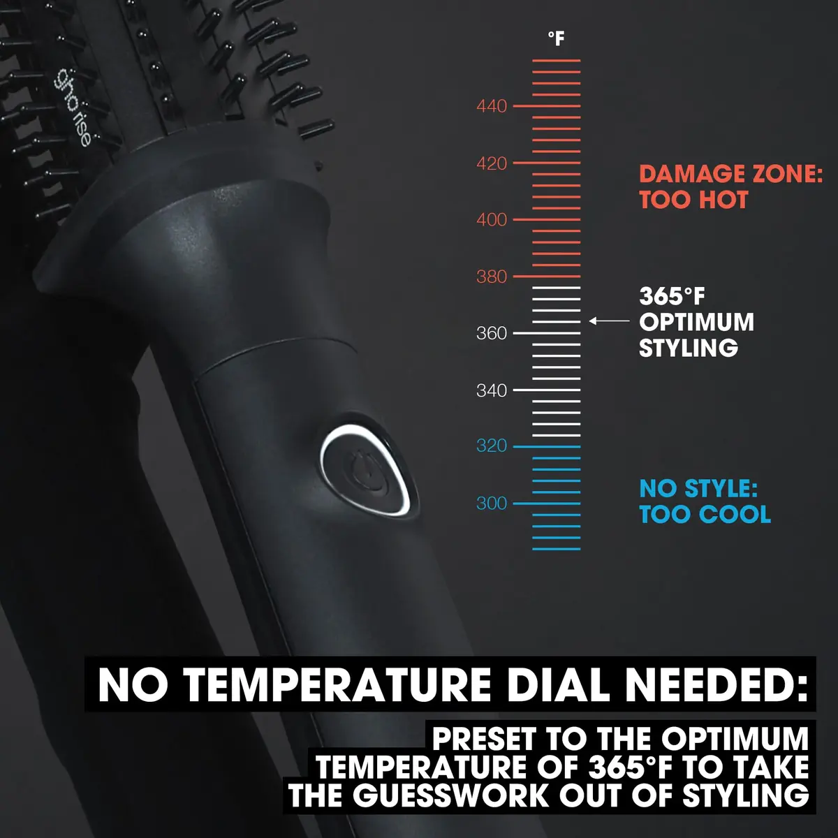 ghd Rise Volumizing Hot Hair Brush 1 Count (Black) | 2x Root Lift & 365°F Safe Styling - view 3