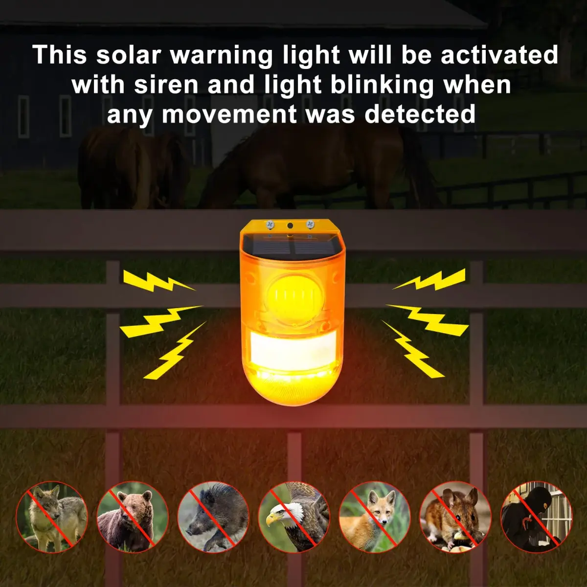 Aolyty Solar Motion Sensor Siren Alarm with Red Strobe Light & 110dB Siren | 800m Visibility - view 5