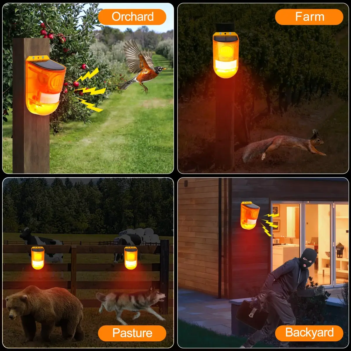 Aolyty Solar Motion Sensor Siren Alarm with Red Strobe Light & 110dB Siren | 800m Visibility - view 6
