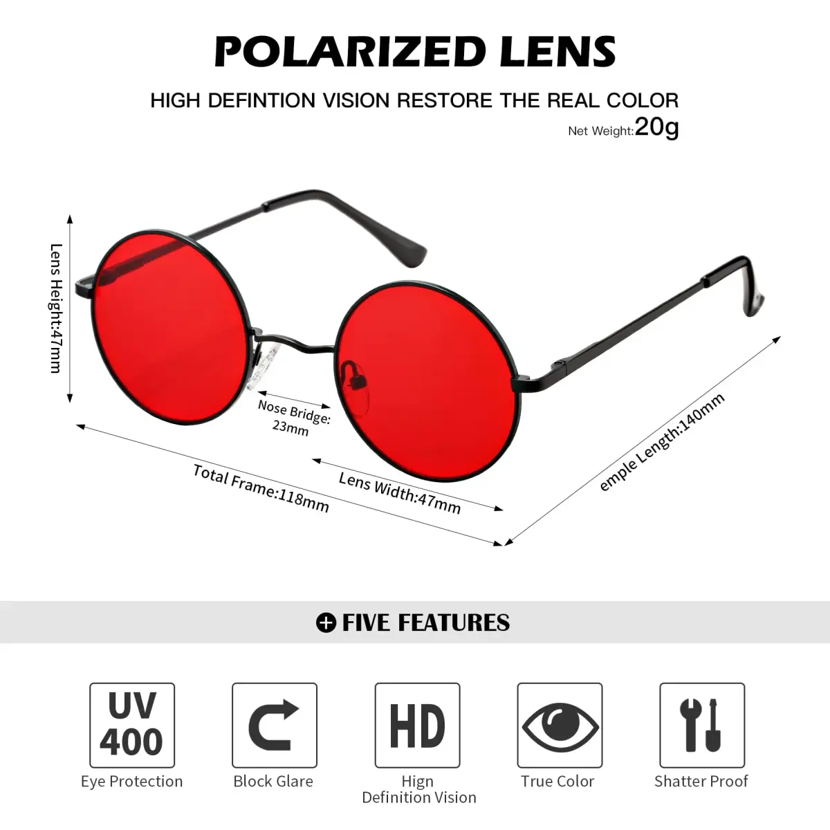 Pro Acme Small Round Polarized Sunglasses | UV400 Protection - view 4