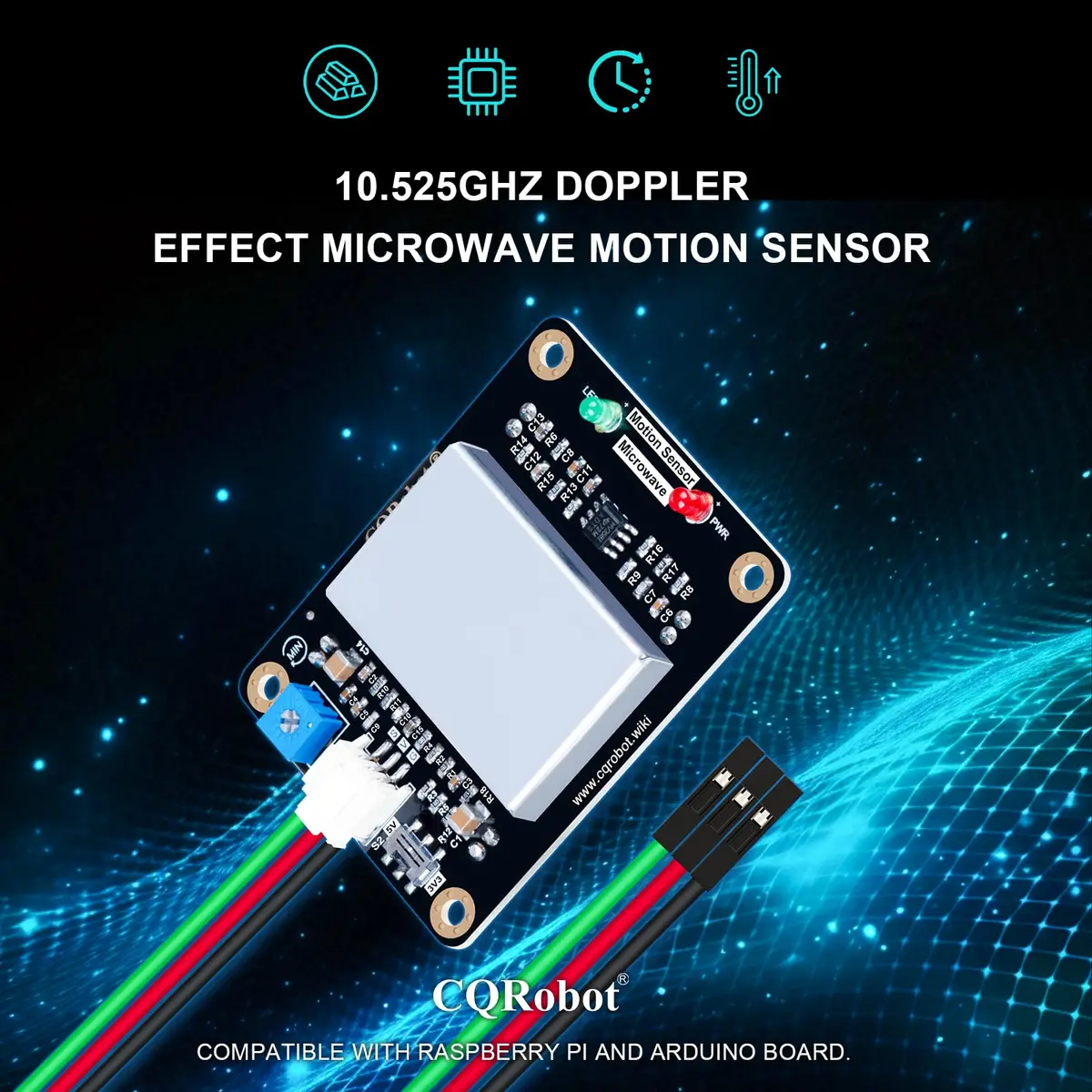 CQRobot Microwave Motion Sensor 10.525GHz Compatible with Arduino & Raspberry Pi | Long Detection Range - view 2