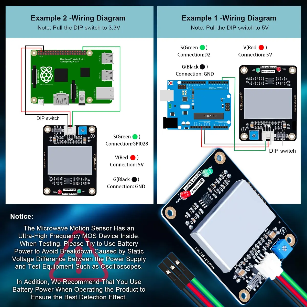 CQRobot Microwave Motion Sensor 10.525GHz Compatible with Arduino & Raspberry Pi | Long Detection Range - view 4