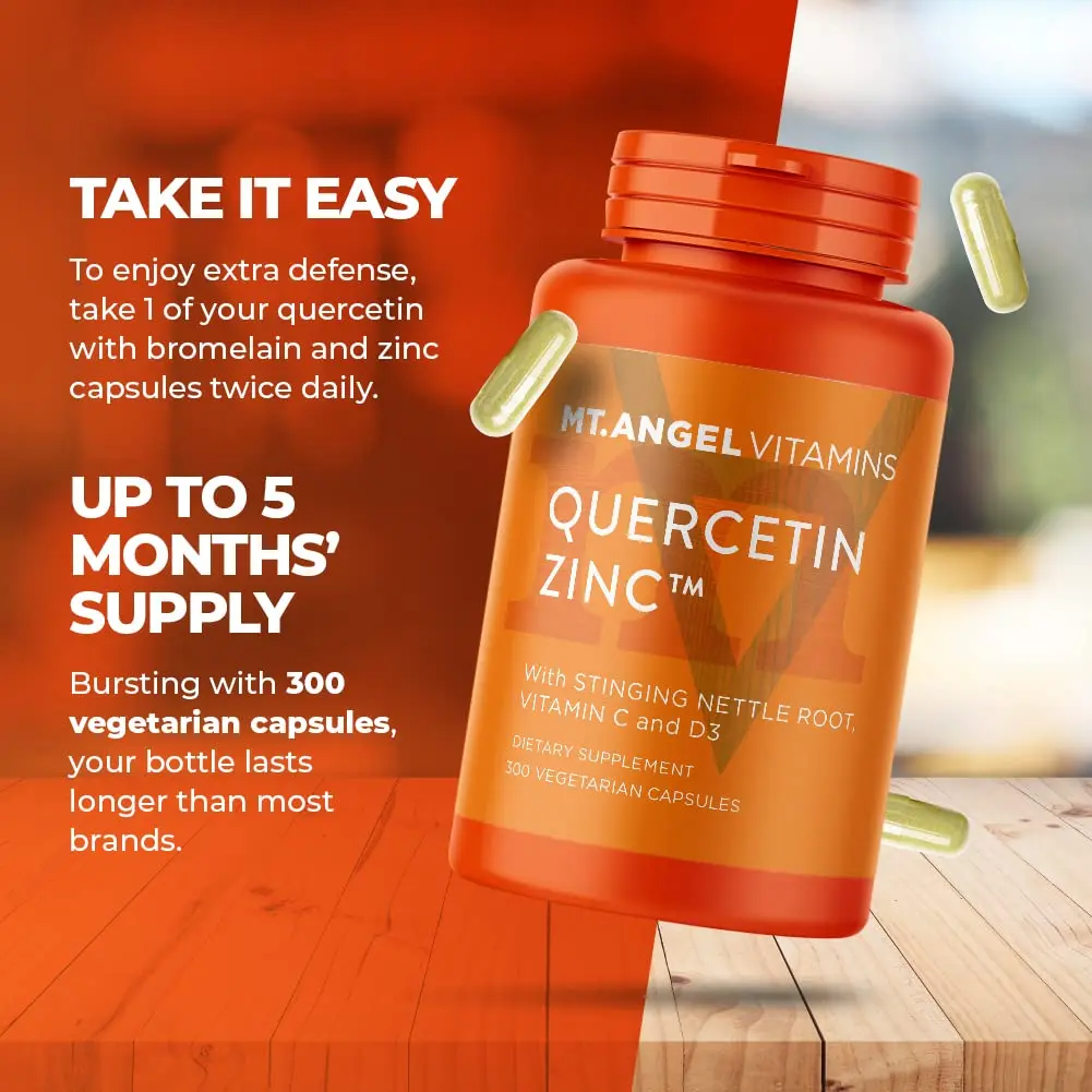 Mt. Angel Vitamins - Zinc Quercetin with Bromelain Supplement 500mg Capsules | Immune Support & Respiratory Health (300ct) - view 4