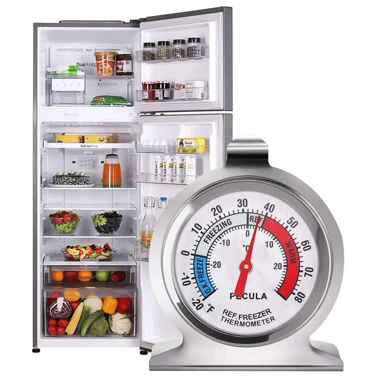 PECULA 2 Pack Refrigerator Thermometer | Classic Dial for Fridge & Freezer, -30-30°C (-20-80°F) - view 5