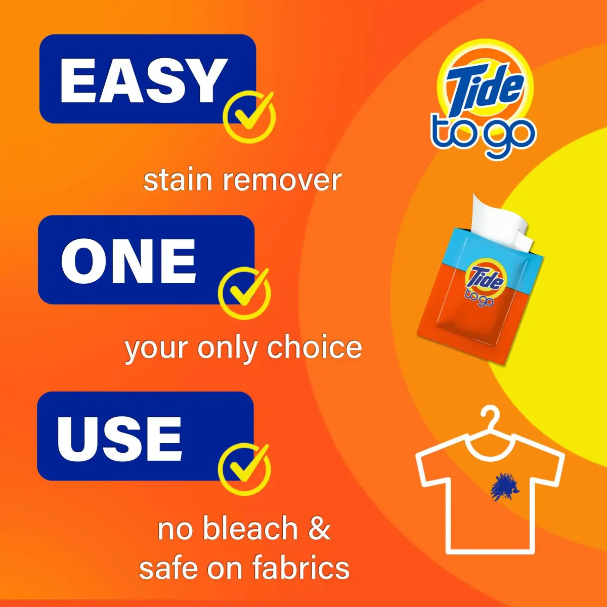 Tide To Go Wipes Instant Stain Remover 20 Count | Fights Stains On The Go - view 4