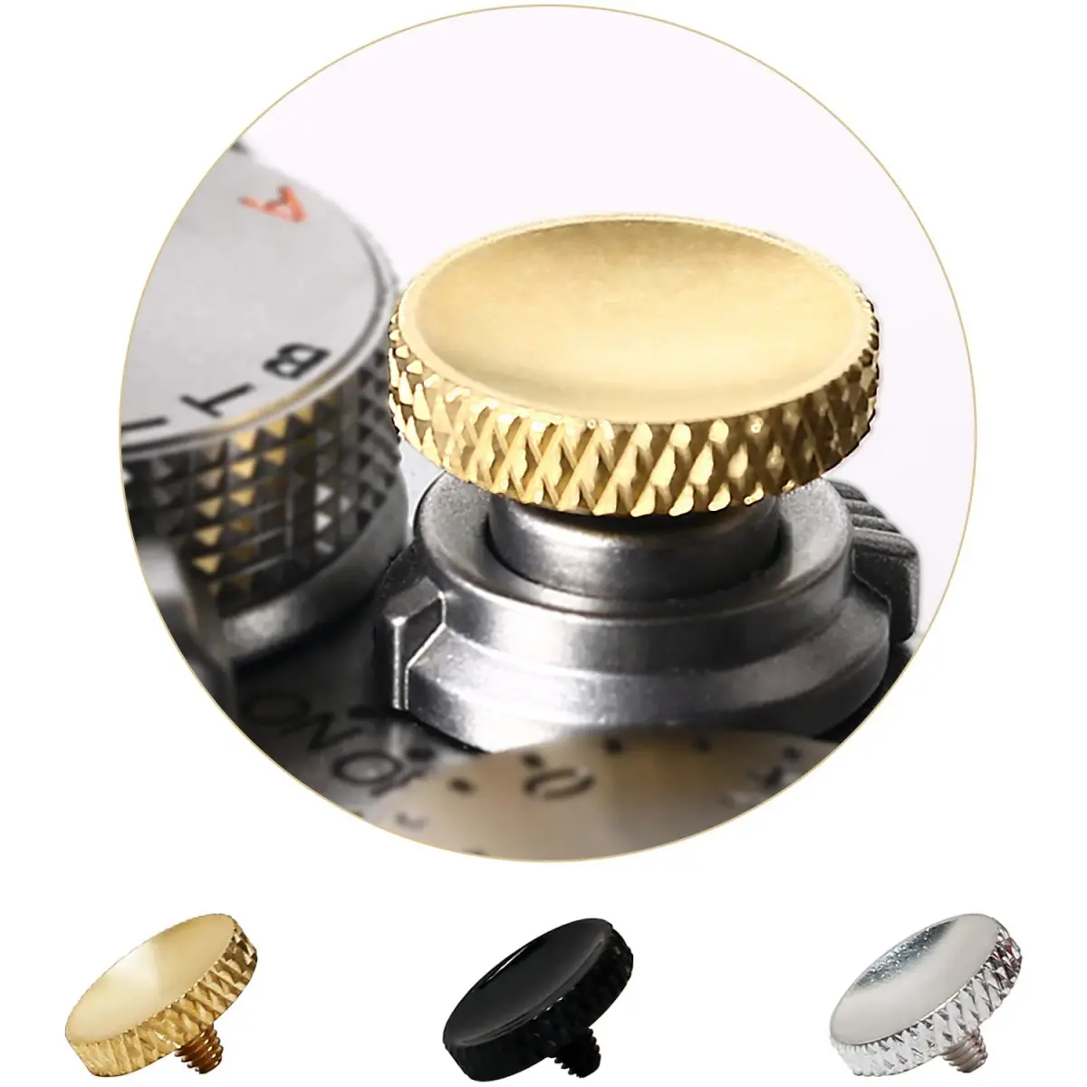 Panzong Pure Copper Concave Shutter Release Button (3 Pack, 11mm) | Enhances Camera Feel & Style - main product image