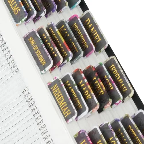 Mr. Pen Laminated Bible Tabs, 75 pcs, Gold Foil Lettering, Large Print, Floral Design | Bible Study & Organization - main product image