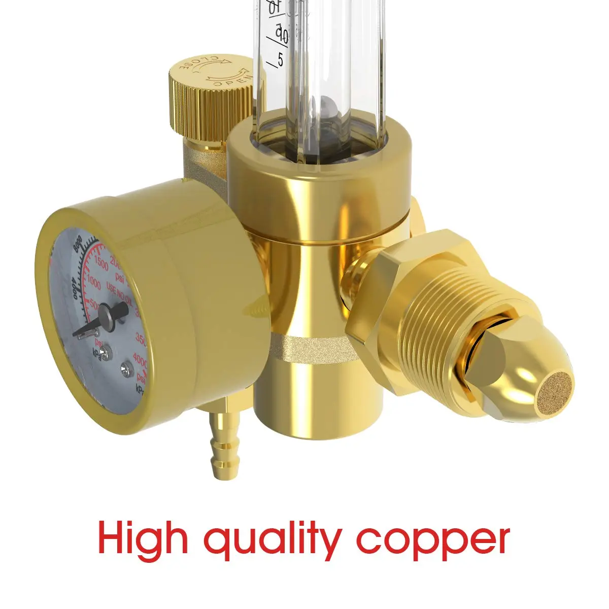 YESWELDER Welding Gas Flowmeter Regulator with CGA-580 Inlet & 0-4000 PSI Gauge | Integrated Brass Construction - view 6