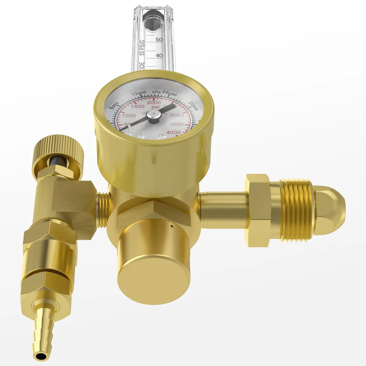 YESWELDER Welding Gas Flowmeter Regulator with CGA-580 Inlet & 0-4000 PSI Gauge | Integrated Brass Construction - view 9