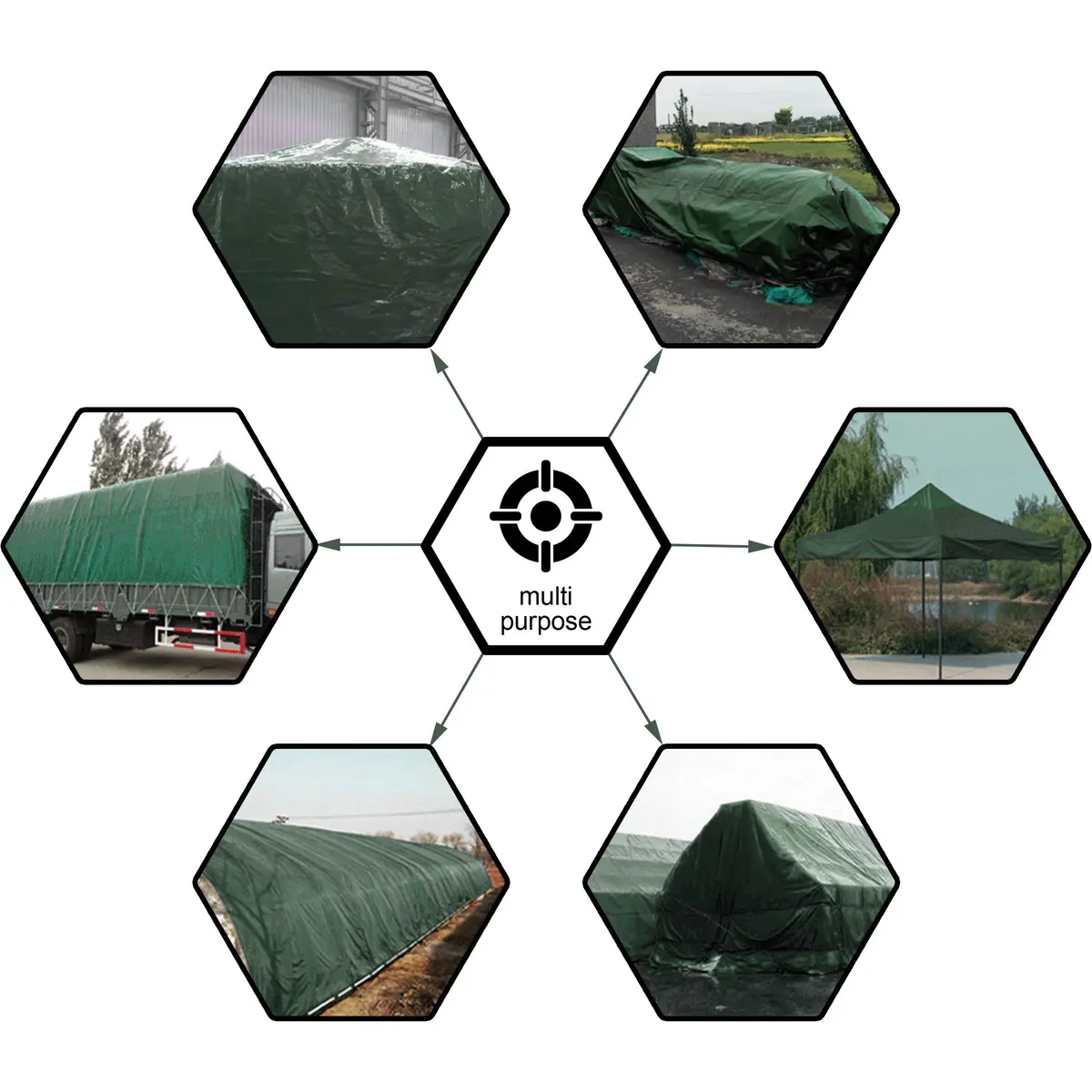 CARTMAN 8x10Ft Waterproof Poly Tarp Cover 8 Mil | Heavy Duty, Green, Outdoor Use - view 2