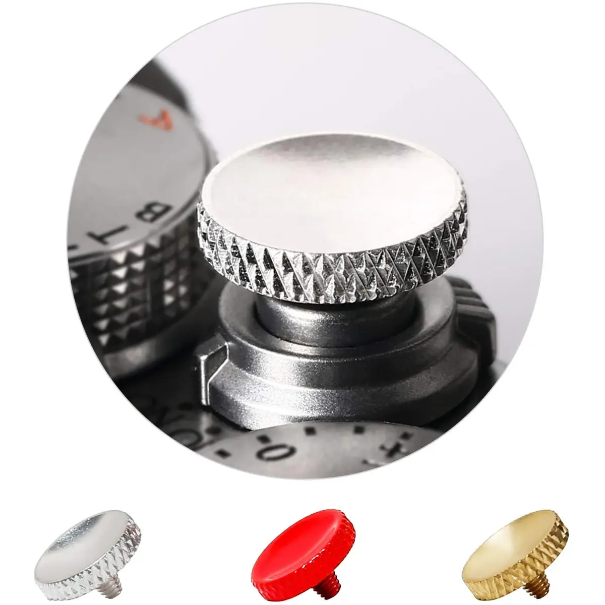 Panzong Pure Copper Soft Shutter Release Button (3 Pack, Red Gold Silver) | Enhances Camera Feel & Style - main product image