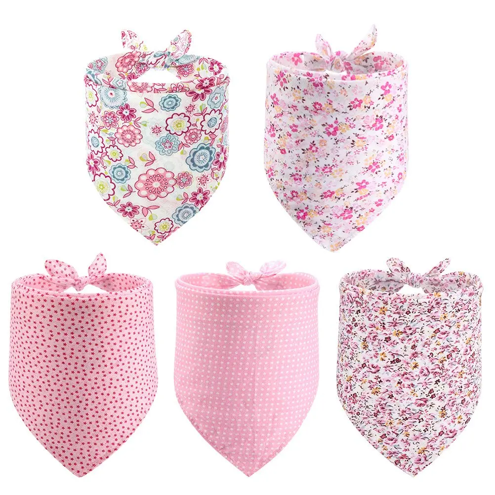 PAWCHIE Reversible Floral Dog Bandanas - 5 Pack | Adjustable Soft Square Scarves for Small Dogs & Cats - main product image