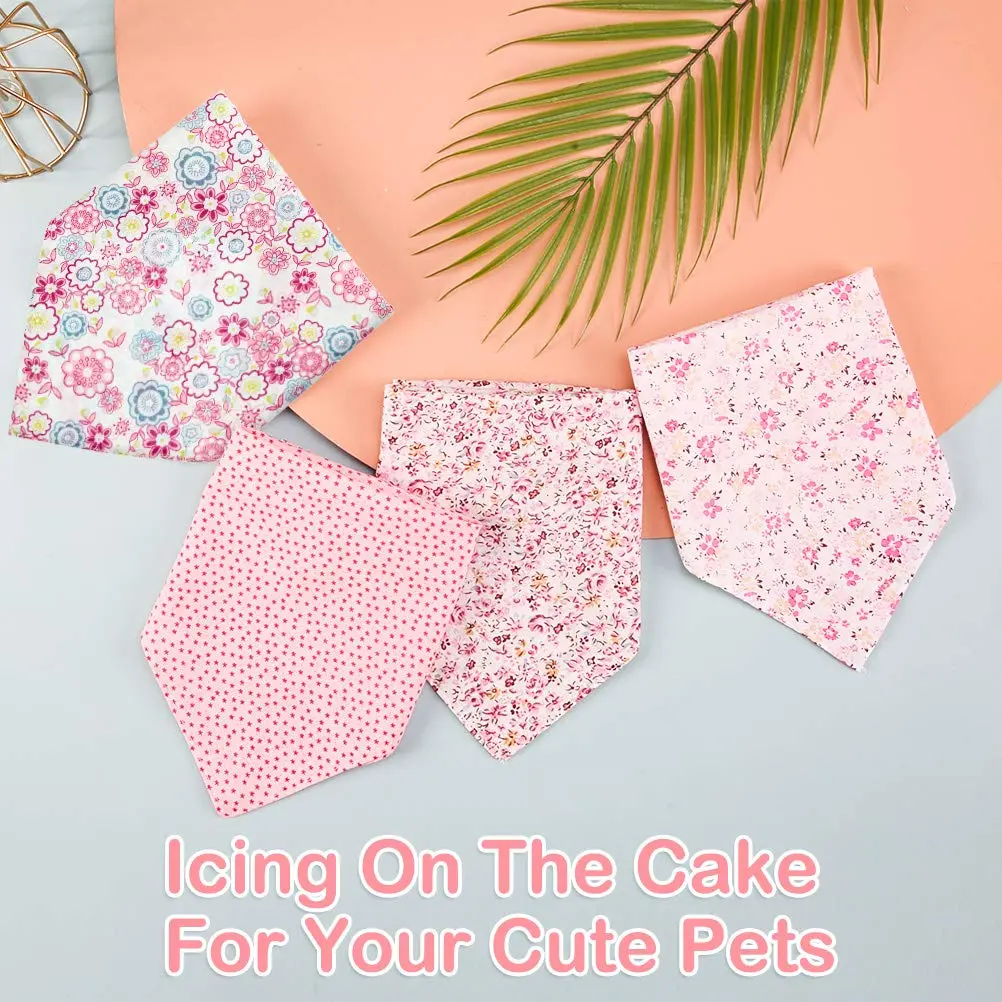 PAWCHIE Reversible Floral Dog Bandanas - 5 Pack | Adjustable Soft Square Scarves for Small Dogs & Cats - view 8