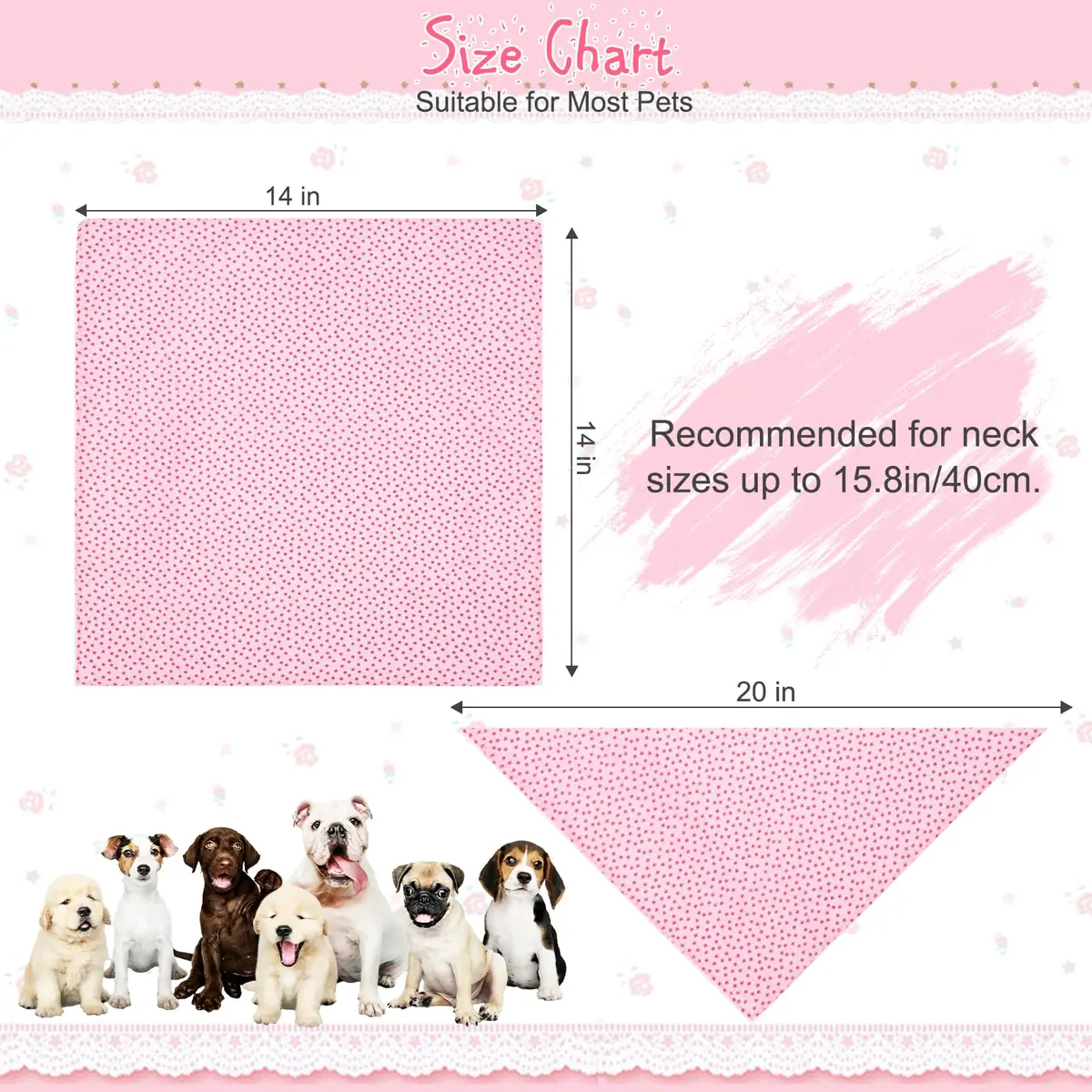 PAWCHIE Reversible Floral Dog Bandanas - 5 Pack | Adjustable Soft Square Scarves for Small Dogs & Cats - view 2